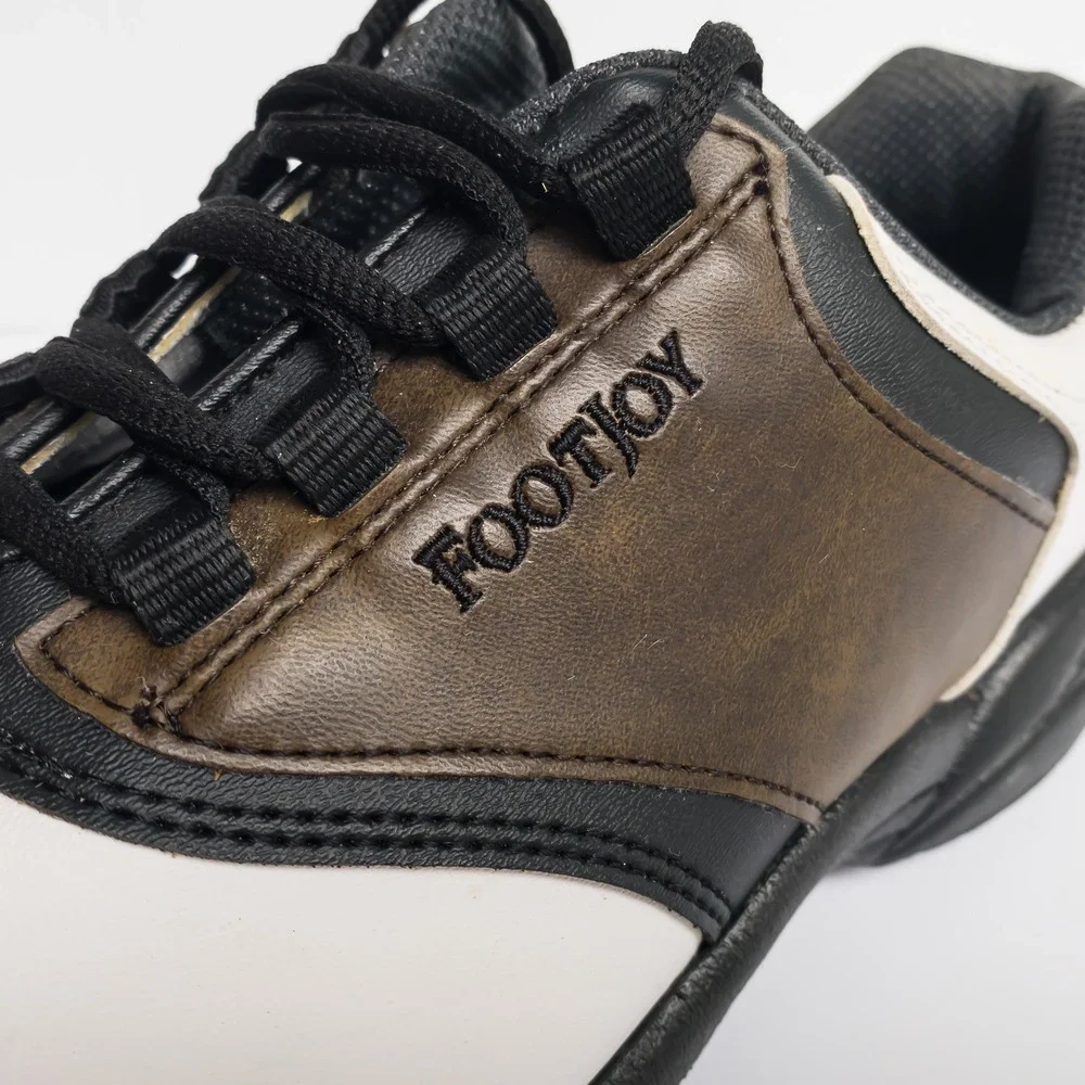 FootJoy Golf Shoes Mens 8 White Brown Black Spiked FlexZone READ